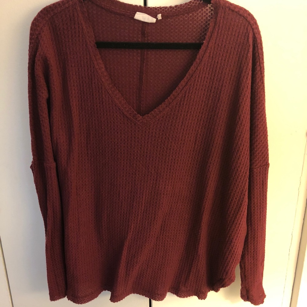 Red Cozy Thermal Pullover